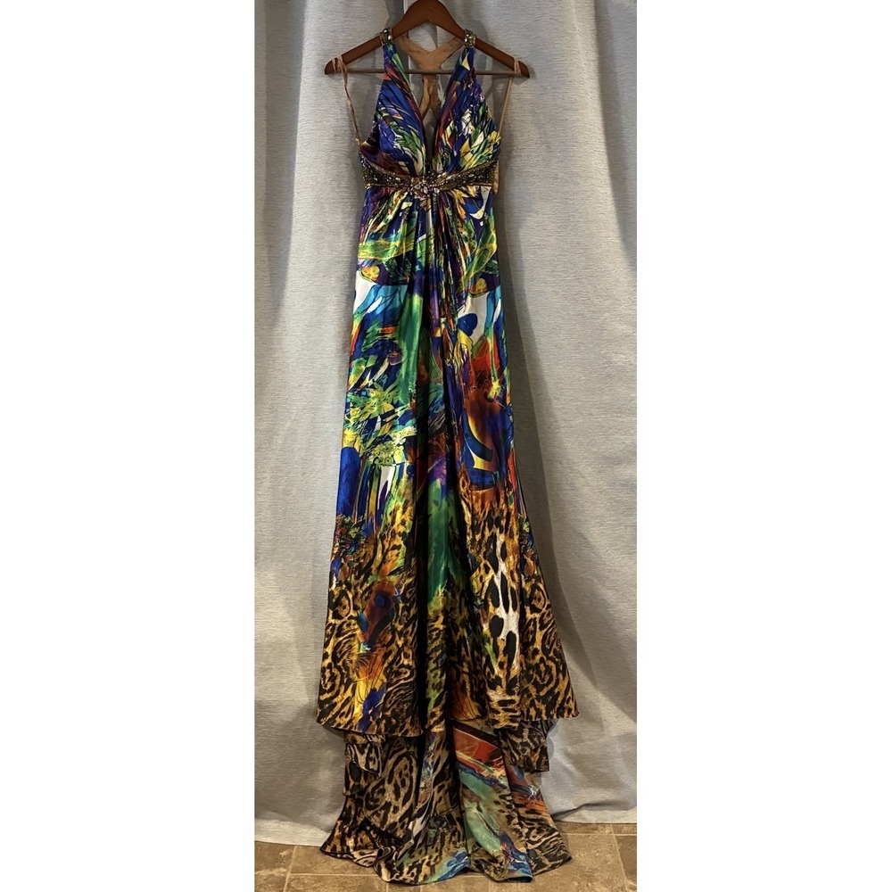 Y2K Allure Colorful Animal Print Formal/Prom Dress Size 4 Beaded‎